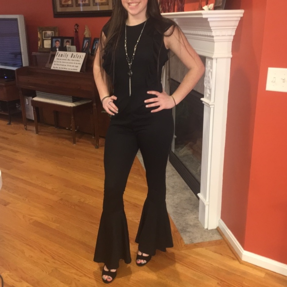 Black ruffled jumpsuit